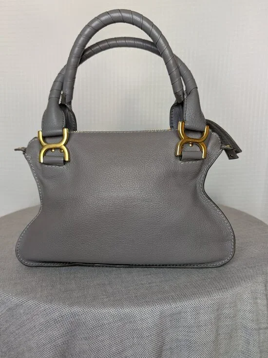 Chloé Marcie Medium Double Carry Satchel Cashmere Leather Bag Authentic - Picture 4 of 14